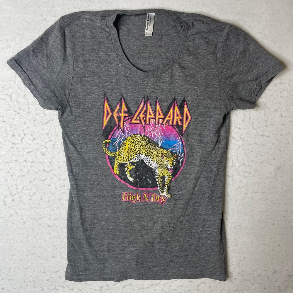 Def Leppard High N Dry Graphic T Shirt Womens XL American Apparel Tri‎ Blend